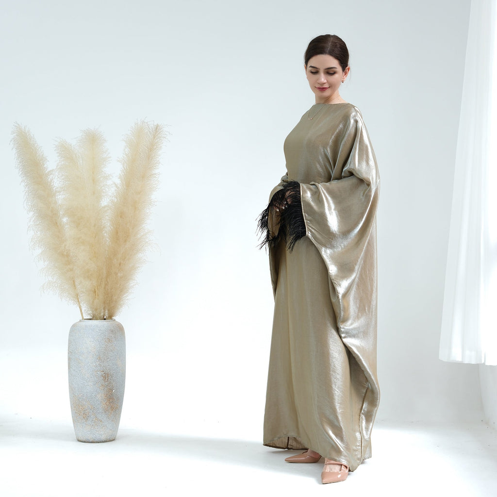 Feather Batwing Adjustable Abaya