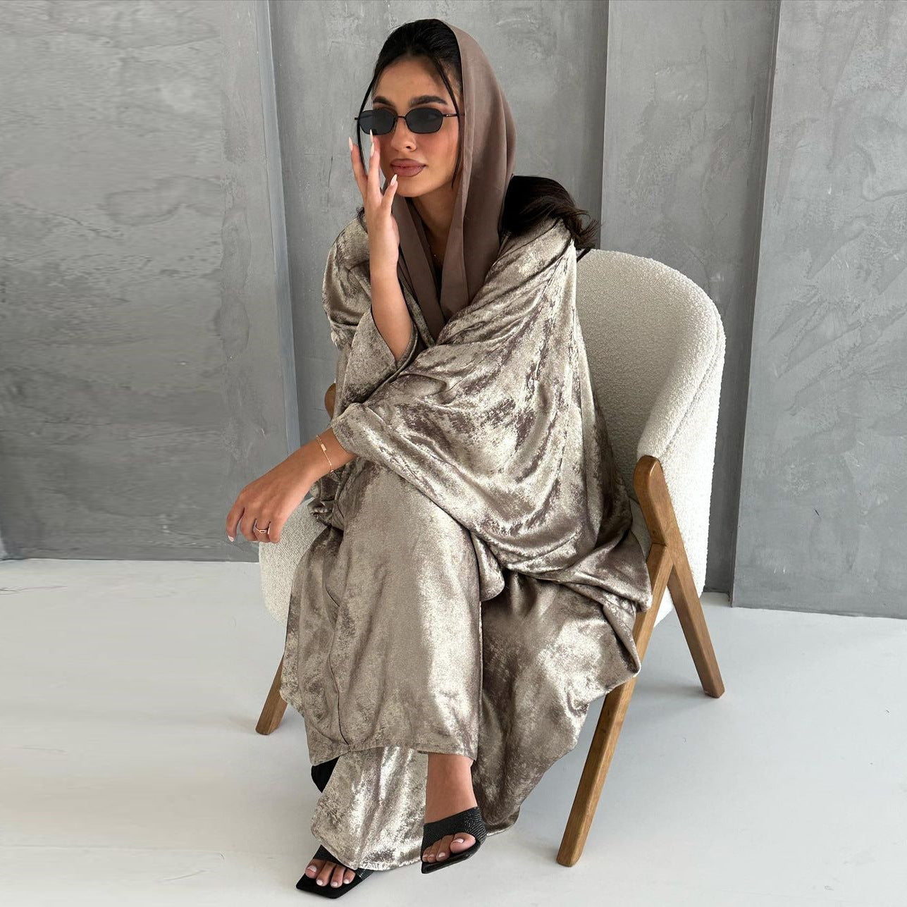 Plus Size Solid Color Cardigan Abaya