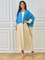 Blue and Beige Color-block Abayas