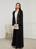 Embroidered Bat Sleeve Abaya