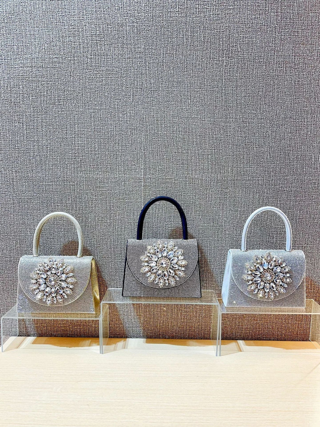 Rhinestone Diagonal Dinner Handbag