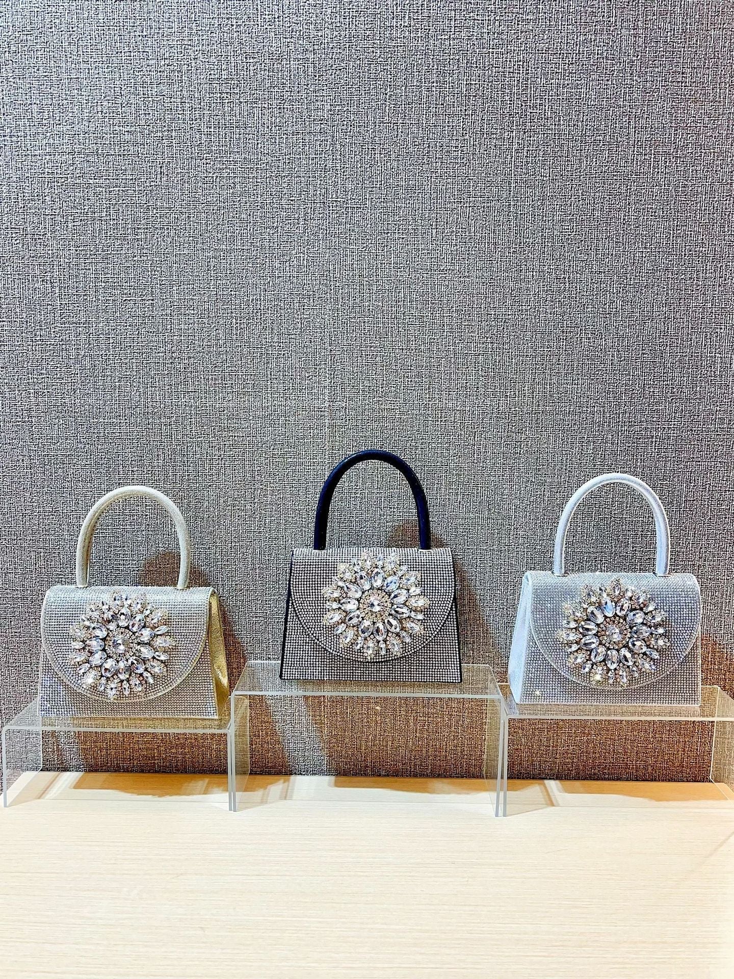 Rhinestone Diagonal Dinner Handbag