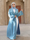 Lake Blue Tie Cardigan Abaya