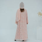 3D Floral Mesh Cardigan Abaya