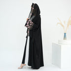 Flower Embroidery Cardigan Abaya with Hijab