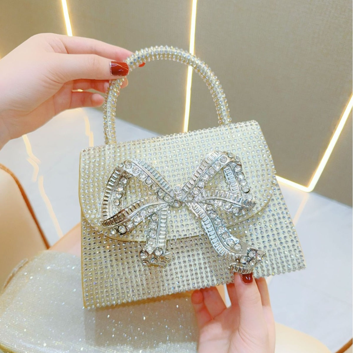 Rhinestone Bowknot Sparkly Handbag