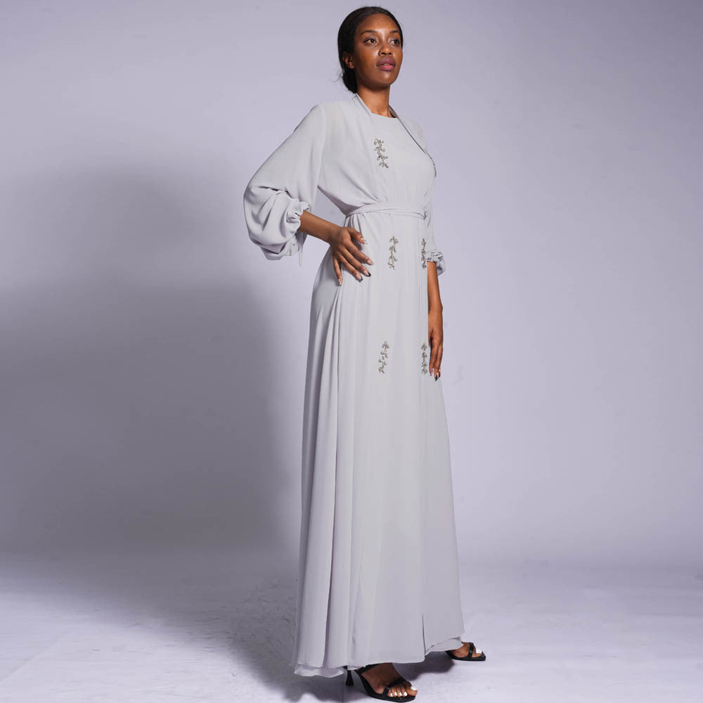 Chiffon Dress Set (Open Abaya+Inner Dress)