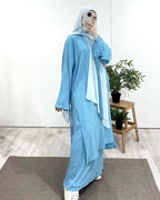Long Sleeved Pleated Abaya Set