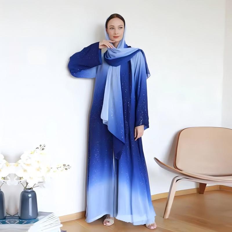 3 Pcs Gradient Colored Cardigan Abaya