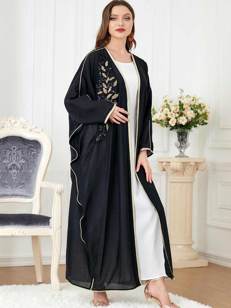 Floral Draped Open Abaya