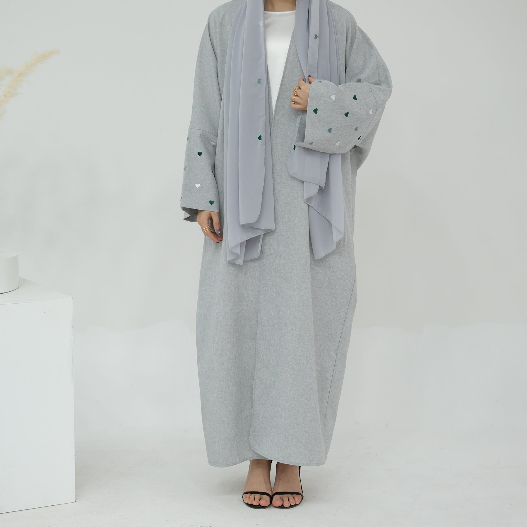 Love Embroidery Abaya with Hijab