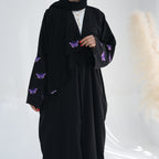 Embroidered Butterfly Print Kaftan with Hijab