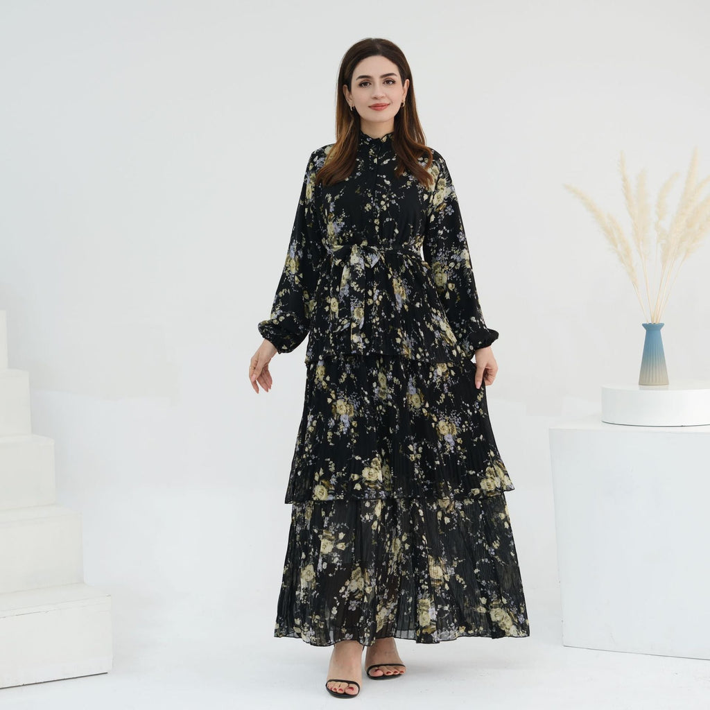 Printed Dress Abaya with Hijab