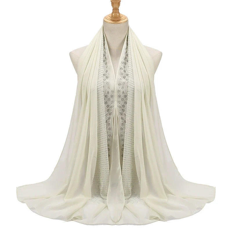 Hot Drill Embroidery Hijab