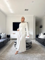 Solid Color Two-Piece Button Abaya
