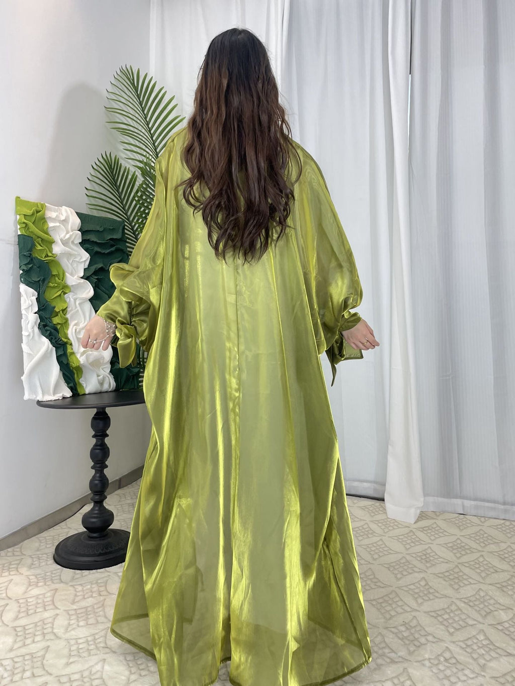Women's Bubble Sleeve Open Elegant Abaya