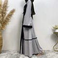 Open Embroidered Abaya with Belt