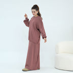 Thickened Knitted Solid Color Dress Set