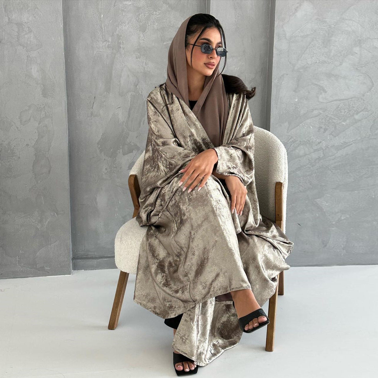 Plus Size Solid Color Cardigan Abaya