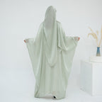 Solid Color Island Wrinkle Dress Abaya with Hijab