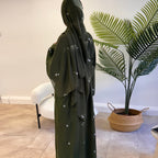 Fashion Floral Embroidered Cardigan Abaya