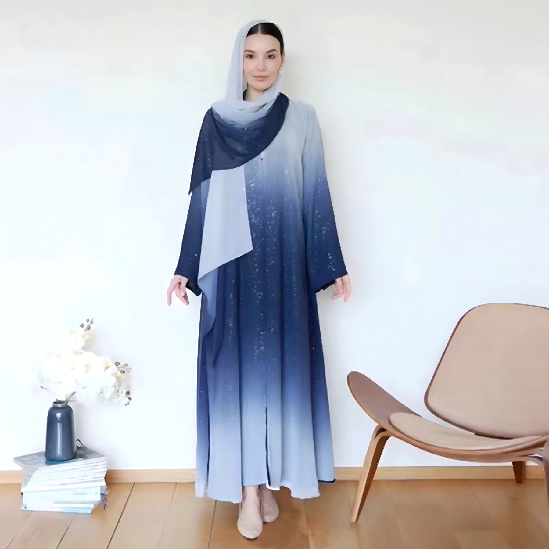 3 Pcs Gradient Colored Cardigan Abaya
