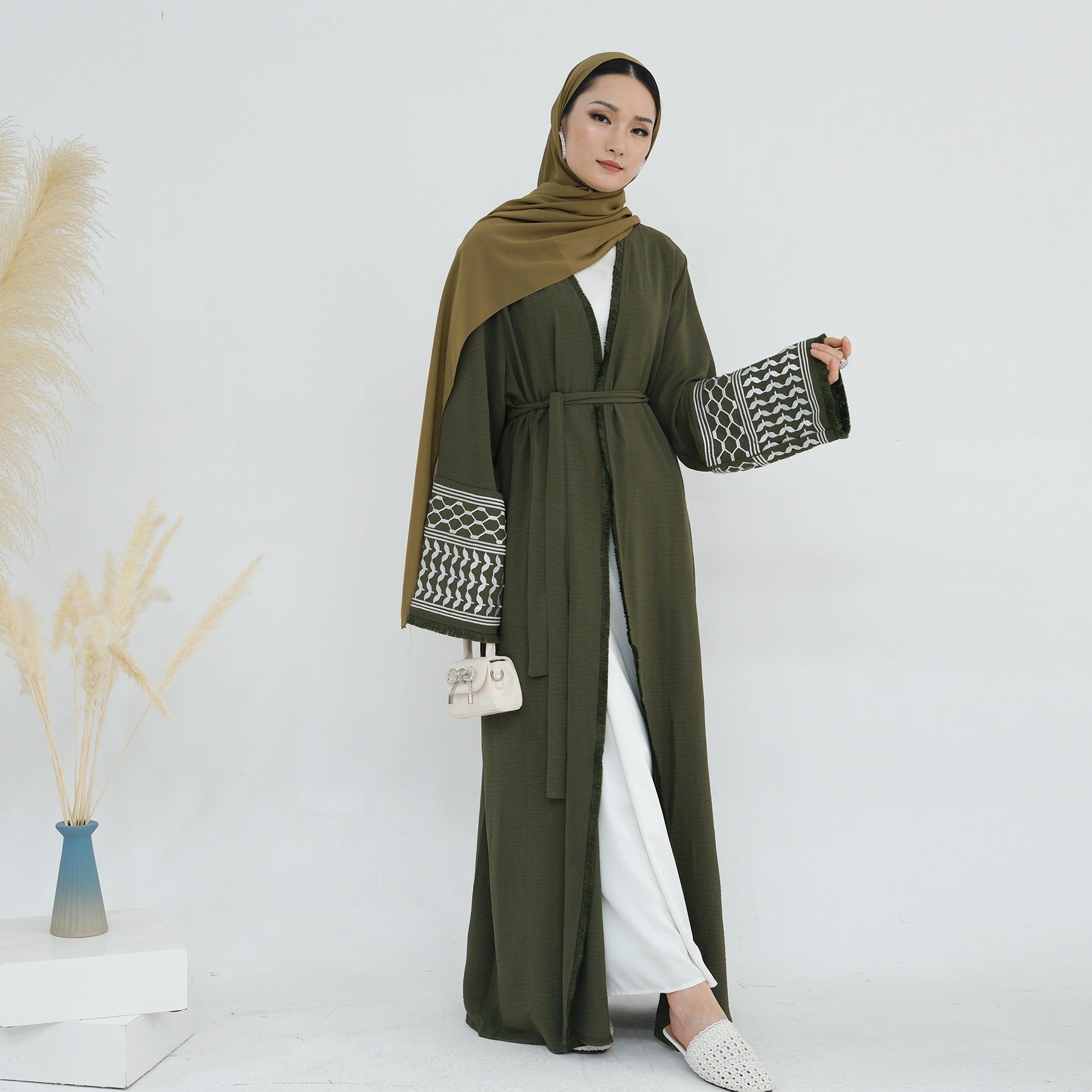 Cotton Embroidery Tassel Abaya