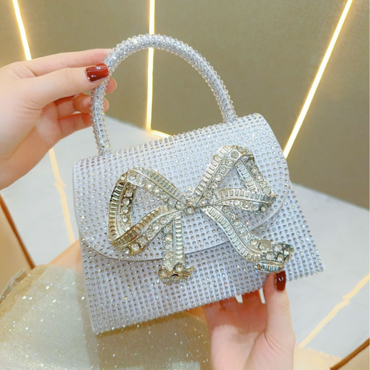 Rhinestone Bowknot Sparkly Handbag