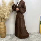 Tulle Nail Bead Chiffon Open Abaya