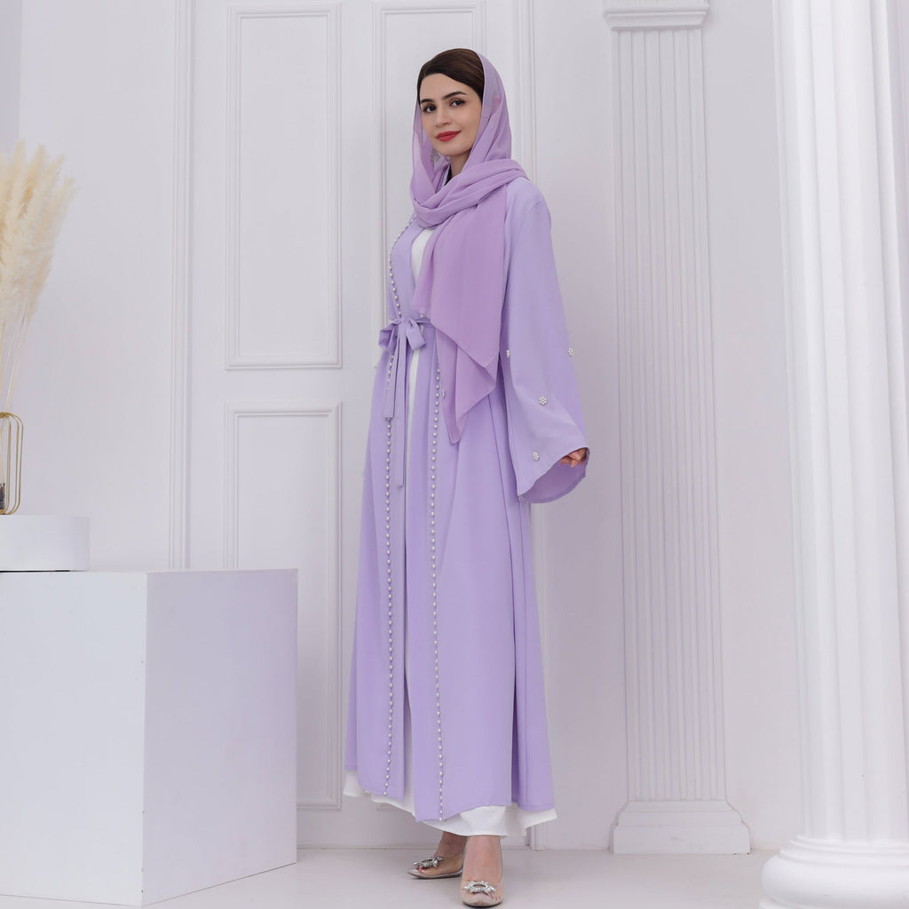 Purple Inlaid with Abaya with Hijab