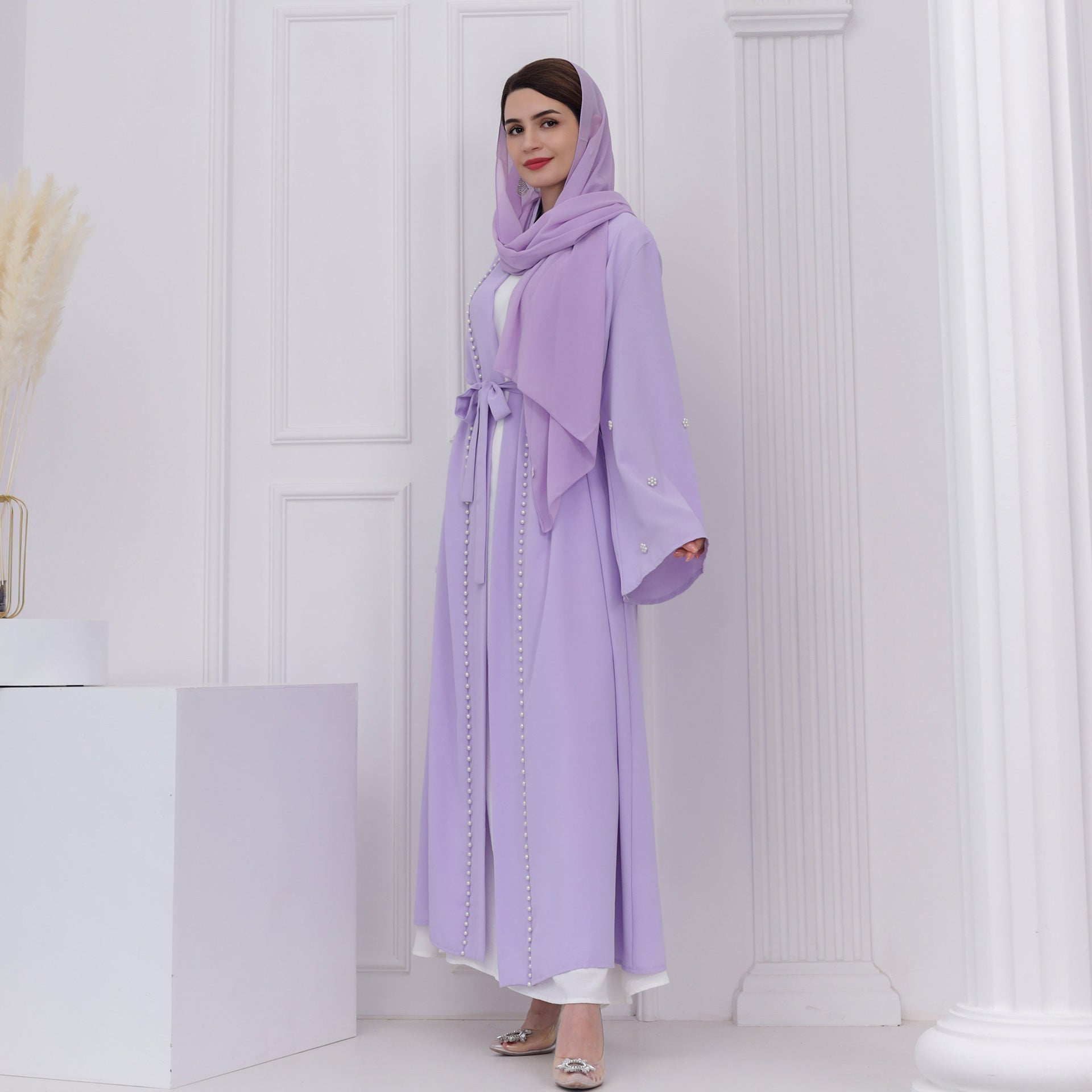 Purple Inlaid with Abaya with Hijab