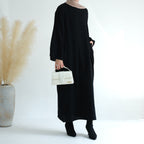 Double Layer Cotton Simple Slit Cuff Dress