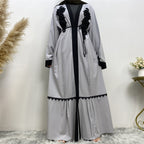 Open Embroidered Abaya with Belt