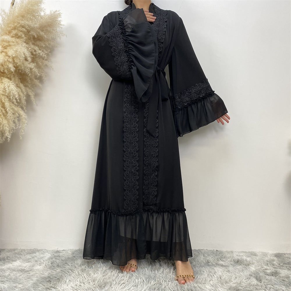 Black Flower Embroidery Abaya
