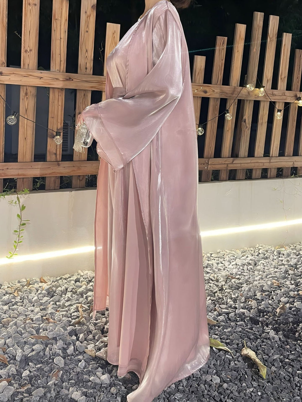 2 Pcs Dress Shiny Silk Abaya