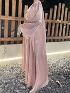 2 Pcs Dress Shiny Silk Abaya