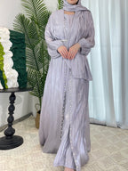 Flowing Gauze Dress Abaya 5 Piece Set
