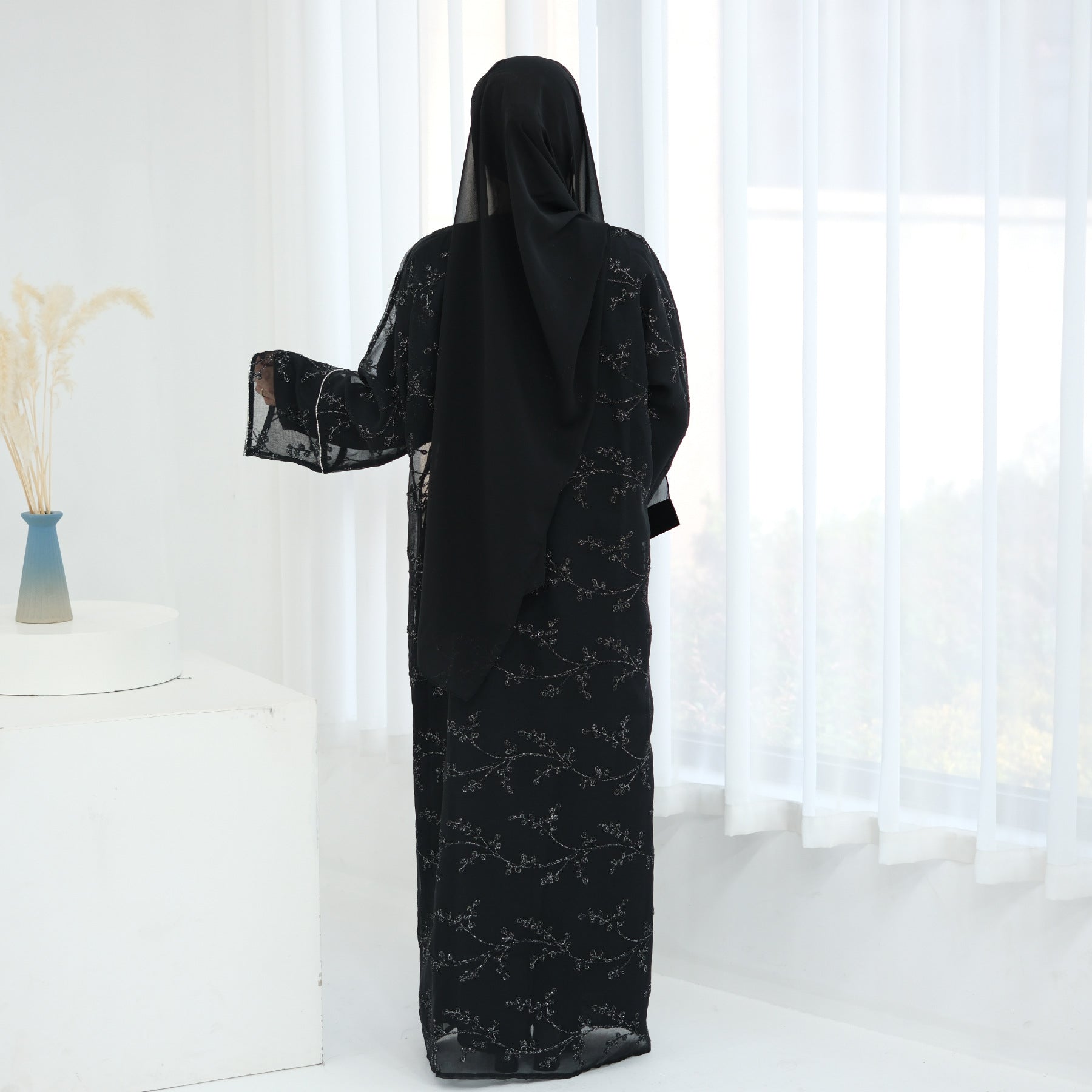Full Body Embroidered Cardigan Abaya