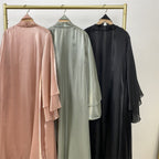 Shiny Satin Cardigan Abaya