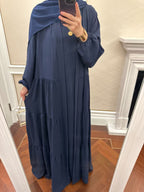 Solid Color Ruffled Two-Piece Set Abaya