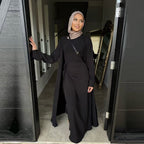 2 Pcs Abaya Solid Color Cardigan and Skirt