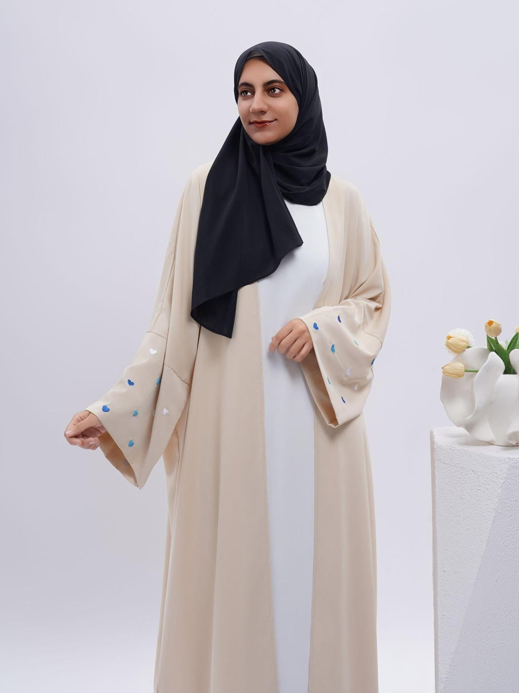 Love Embroidery Abaya with Hijab