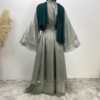 Shiny Satin Cardigan Abaya