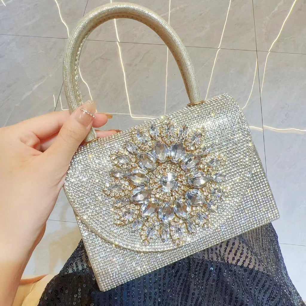Rhinestone Diagonal Dinner Handbag
