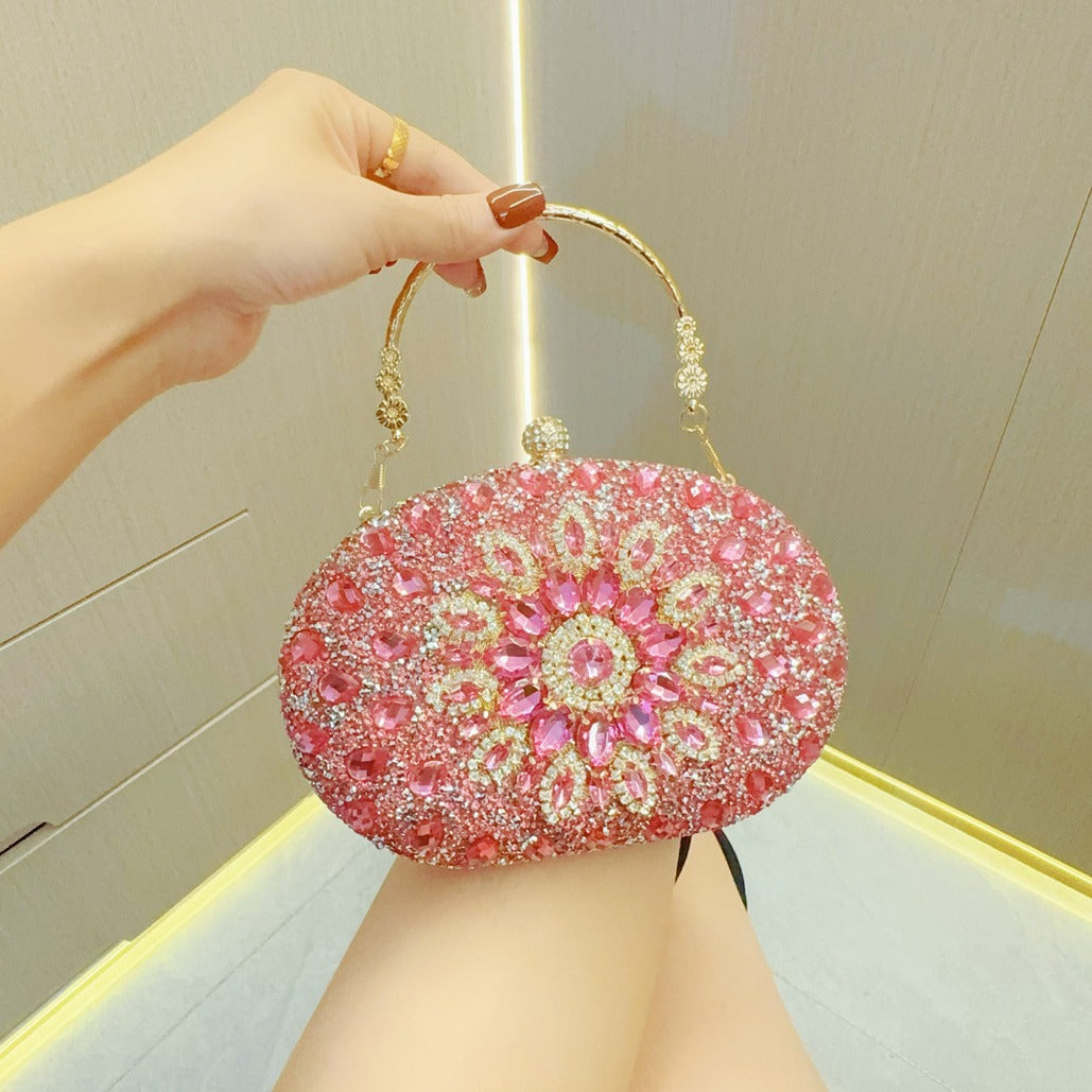 Rhinestone Round Clasp Handbag