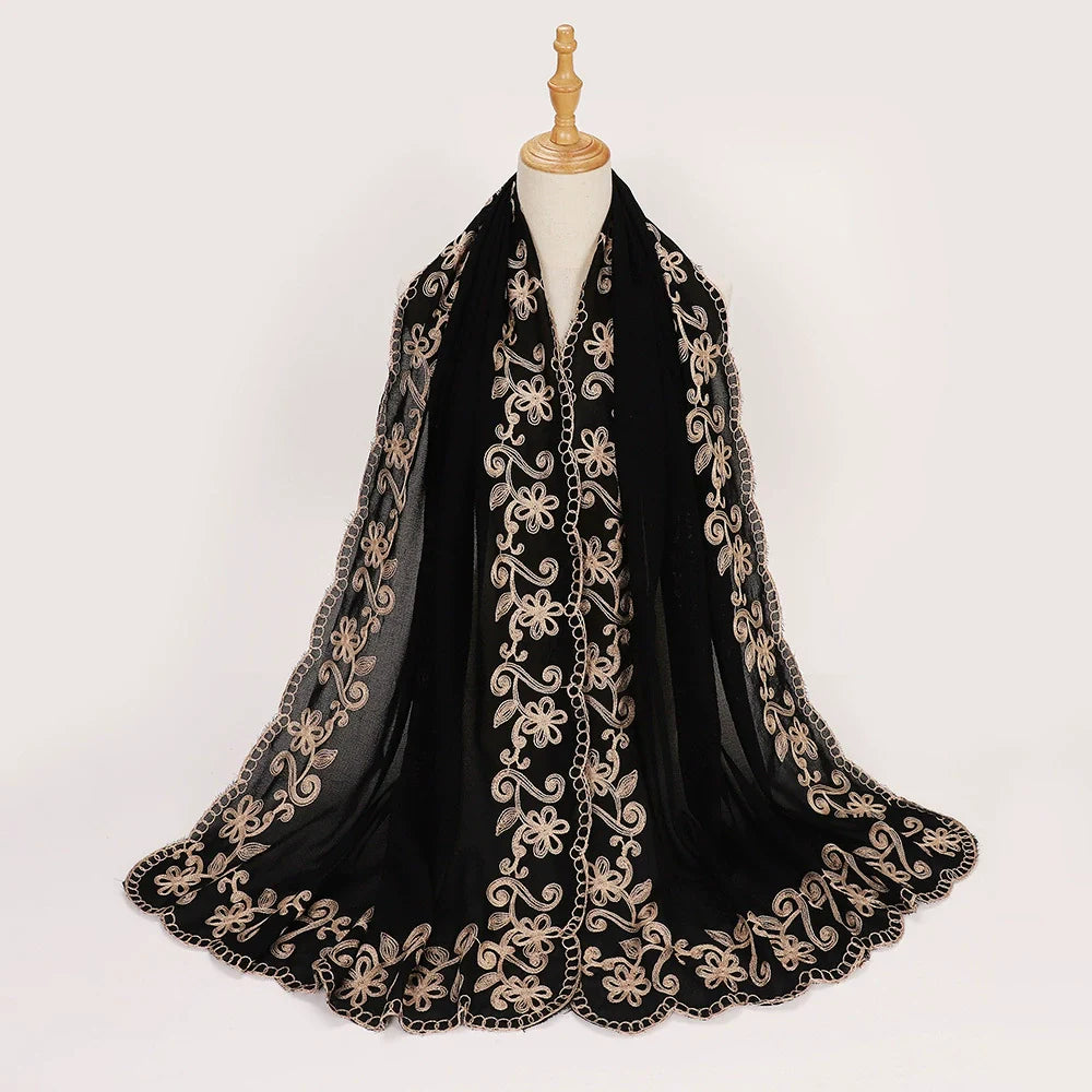 Black Embroidered Hijab