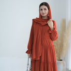 Solid Color Light Flared Sleeve Dress Hijab Set