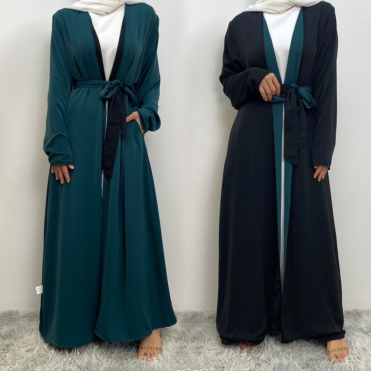 Double Sided Wearable Pocket Open Abaya