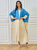 Blue and Beige Color-block Abayas