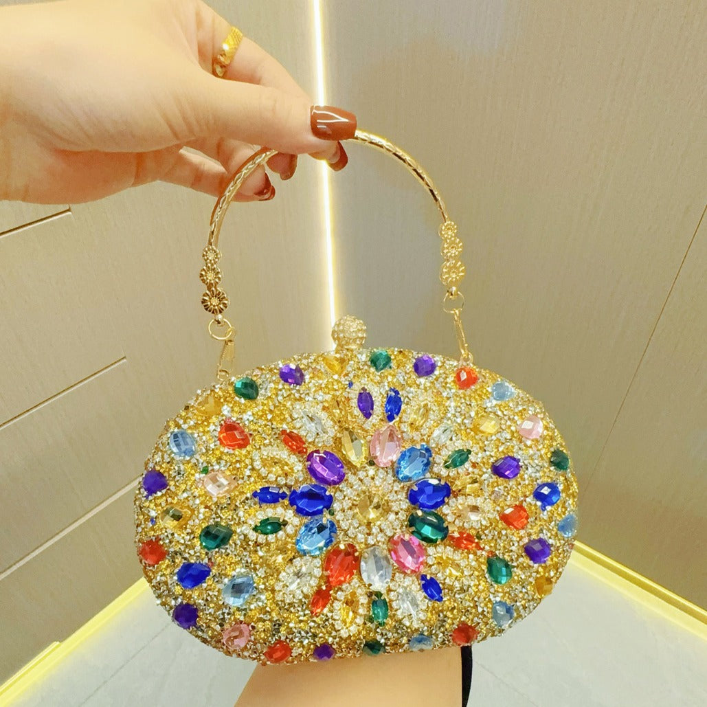 Rhinestone Round Clasp Handbag